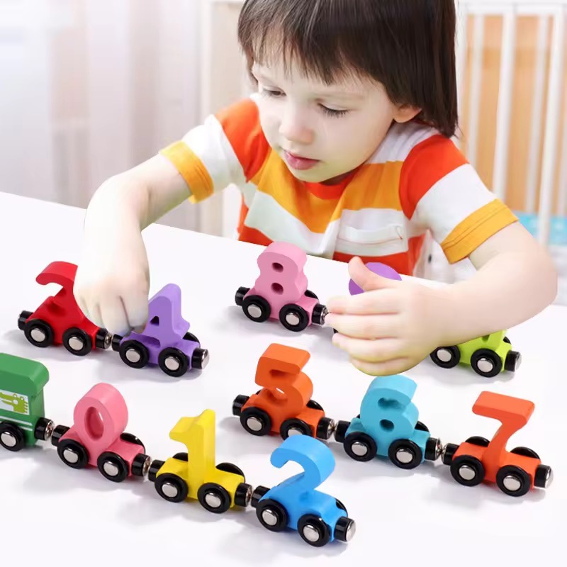 12 Pcs Magnetic Wooden Classic Train Toy